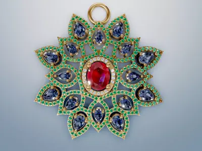 Luxury Floral Pendant  3D print model