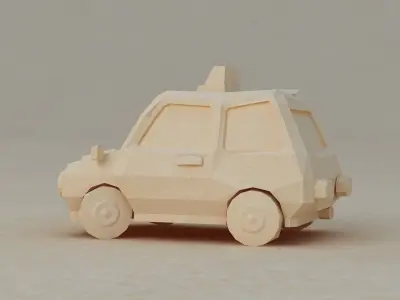 Taxi car sedan interior cute little collection toon vehicle 3D model