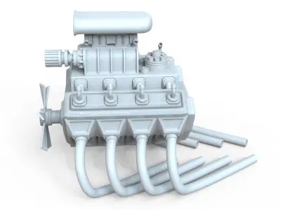 Car Engine 8 Cylinders 3D print model