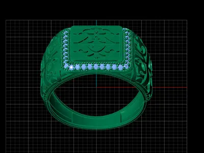 Print Ready STL 3DM  Gents Rings Diamond Men Ring  3D print model 131