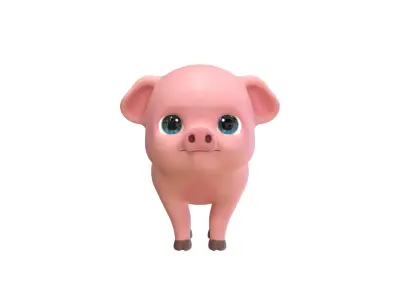 Stylized Baby Pig 3D Model 3D model