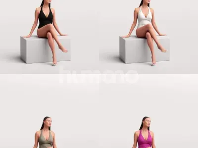  Humano Beautiful Woman in swimsuit sitting pool-2511-050-7602 3D model