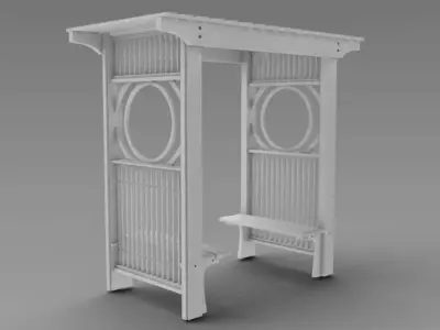 Arbor 2 outdoor table with slats 3D model
