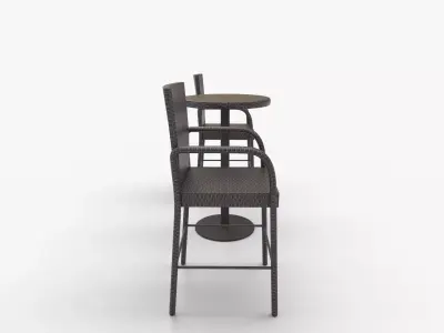 Stetta Outdoor 3 Piece Round Multi-brown Wicker Bar Set 3D model