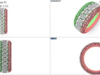 SpinnerRing Bundle Rotatable Wide Chain sizes  6-7-8-9-11-12 3D Model Pack