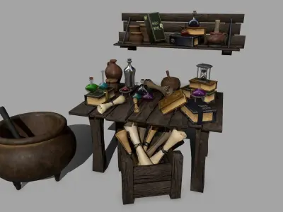 Alchemy Set Low-poly 3D model