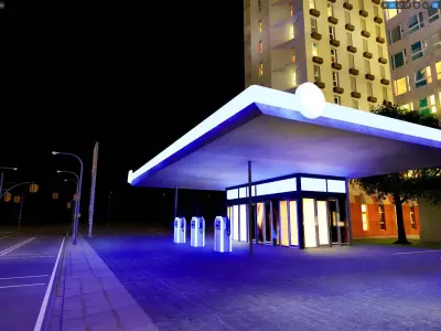 City Downtown Skyscraper Street - Night - Unreal - Lot 02 Low-poly 3D model