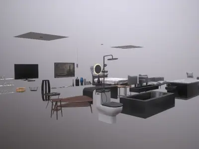 Modern home - Props Pack Low-poly 3D model