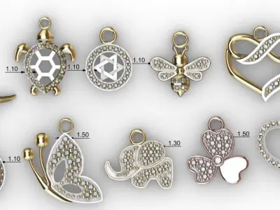 dijes- Colgantes paquete de 10 surtidos -v- 3D print model