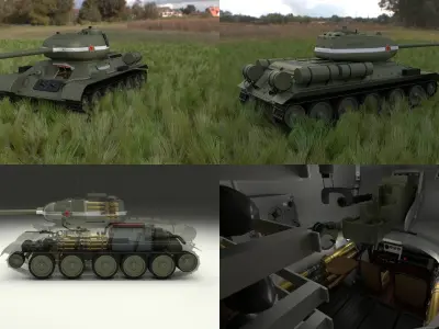 T-34 85 Interior Engine Bay Full HDRI 3D model