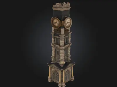 Steampunk Clock Tower  Timekeeping with Gears and Grandeur 3D model