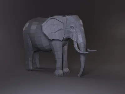 Low Poly Base Elephant Model Low-poly 3D model