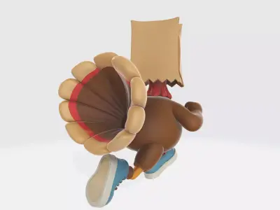 Funny Turkey Cat Hybrid Cartoon Figurine 3D Printed 3D print model