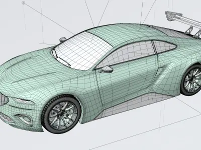High Performance Gray Sports Car 3D Model  Blender Shaded 3D model