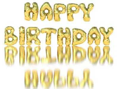 HAPPY BIRTHDAY BALLOONS Low-poly 3D model