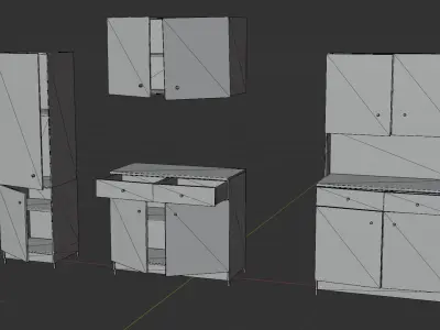 Abandoned Kitchen Furniture Pack - 25 Ruined Game-Ready Props Low-poly 3D model