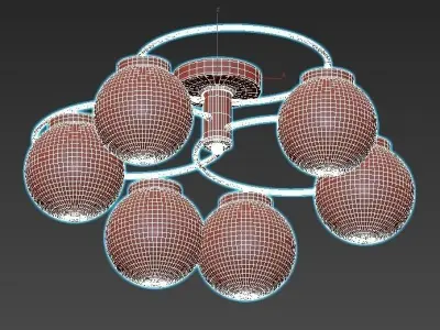 eurosvet-link-70104-6 six light ceiling fixture with glass gl... 3D model