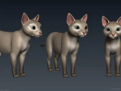 Stylized Cartoon Cat 3D model