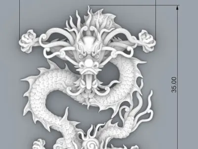 Chinese  Dragon Half 3d 3D print model