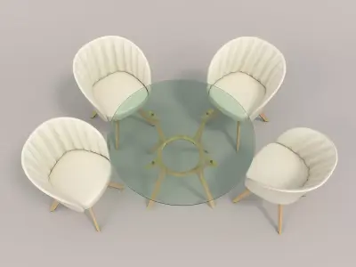 Modern Table and Chair Set 4 3D model