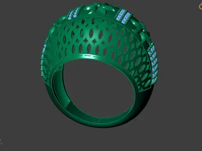 Women Ring With Stone Diamond Ready STL 3DM Models Womens Rings 3D print model 15