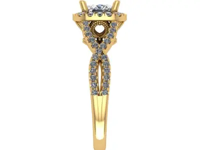 Cushion cut halo diamond ring 3D print model