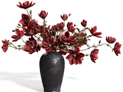  Ikebana Inspired Decorative Magnolia Bouquet 3D model