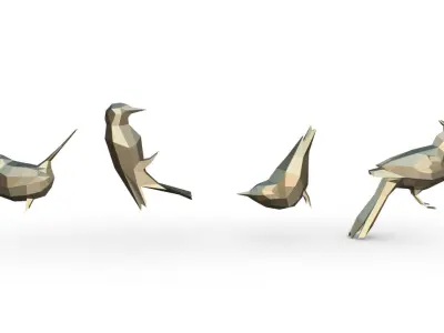 sparrow low poly bird 3D print model