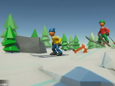 Ski - Props for Winter Runner Low-poly 3D model