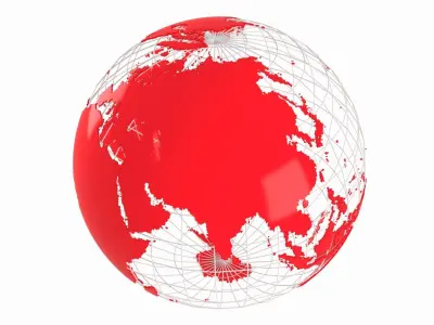 Globe News Skeleton Crimson Red Color 3D model