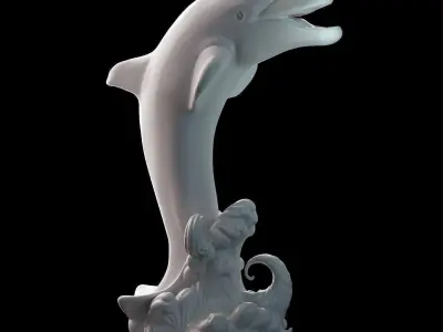 Dolphin Jumping Over Ocean Waves 3D print model
