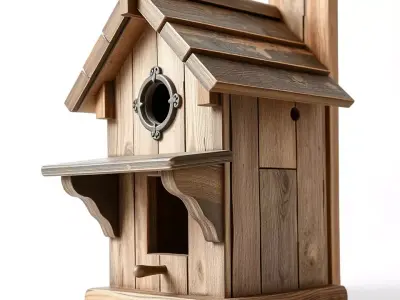 Rustic Wooden Birdhouse model pack Low-poly 3D model