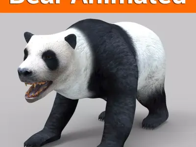 White Bear Rigged and animated 3D Model Low-poly 3D model