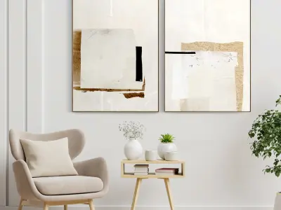 Plaster Two Photo Frame E-51 Low-poly 3D model