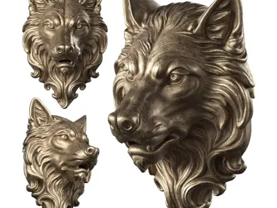 Wolf Head Sculpture Low-poly 3D model
