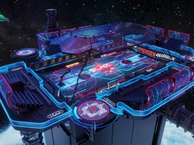 Futuristic  Scifi Space Basketball court 3D model