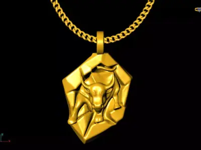 Bull pendant charms - one inch pendant 3D print model