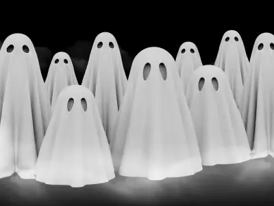 Cartoon Ghost 3D Model Stylized Halloween Decoration Low-poly 3D model