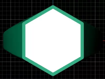 Mens Black Enamel Geometric Signet  Ring 1 3D print model