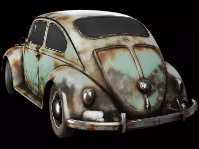 Vintage Compact Coupe Weathered Classic Car Game Ready PBR Low-poly 3D model