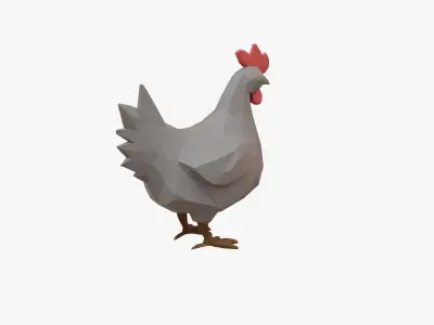 Hen low poly Low-poly 3D model
