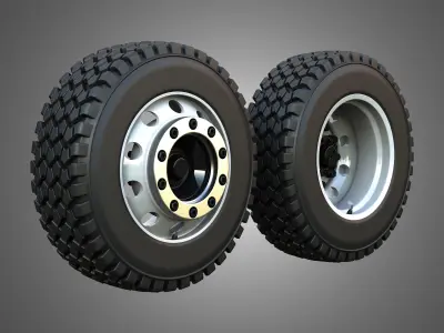 Twin Truck Wheels and Tires TWT2 3D print model