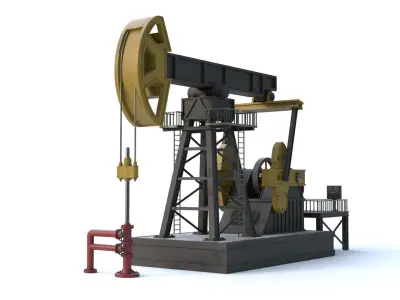 Oil Pumpjack Rigged and Animated Low-poly 3D model