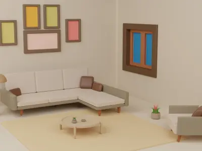 Simple Living Room Design Free 3D model