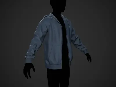 Blue Open Hoodie Style 1 Low-poly 3D model