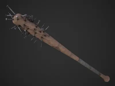 Nailed Baseball Bat Low-poly 3D model