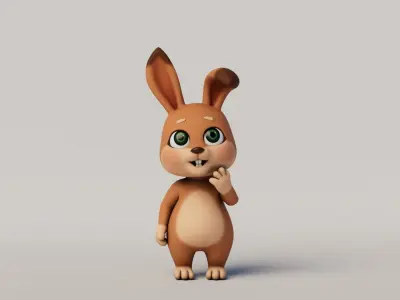 Rigged Cartoon Rabbit 3D model
