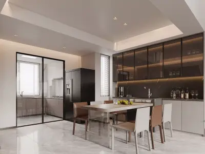 Modern living room dining room interior scenes 336 3D model