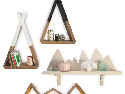 Trendy Teepee Shelves For Kids 3D model