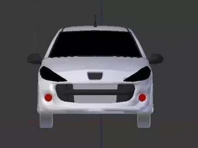 Feugeot 207 sedan Low-poly 3D model